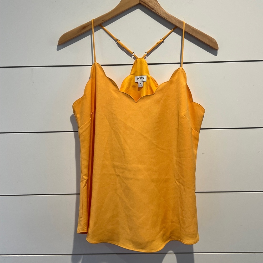 J.Crew Scalloped Neck Tank Cami Racerback Sunny Yellow Size 4